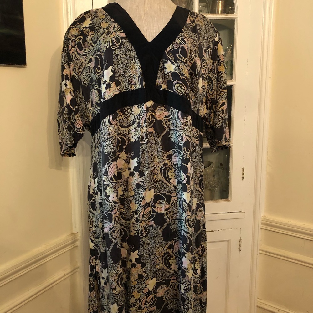 Citron Santa Monica 1X Silk Floral Tunic Top